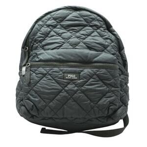 Polo Ralph Lauren Womens Black Quilted Puffer Zipper Logo Backpack